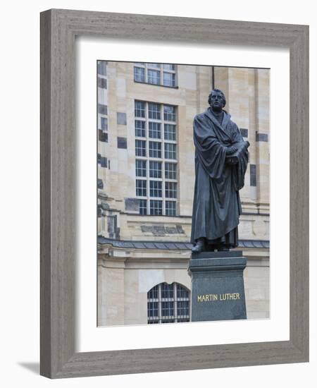 Martin Luther Statue in Dresden, Saxony, Germany, Europe-Michael Runkel-Framed Photographic Print