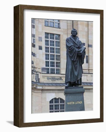 Martin Luther Statue in Dresden, Saxony, Germany, Europe-Michael Runkel-Framed Photographic Print