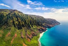 Aerial Landscape View of Spectacular Na Pali Coast, Kauai, Hawaii, USA-Martin M303-Photographic Print