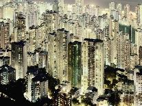 Hong Kong skyscrapers and apartment blocks at night-Martin Puddy-Framed Photographic Print