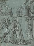 The Meeting of Joachim and Anne at the Golden Gate, 1540-60 (Brush in Black Ink with Grey Wash, Hei-Martin Schaffner-Mounted Giclee Print