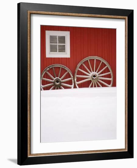 Martin Stables, Window and Wheel Detail, Banff, Alberta-Michele Westmorland-Framed Photographic Print