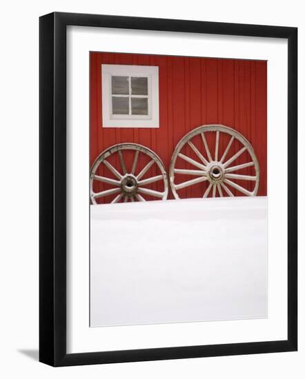 Martin Stables, Window and Wheel Detail, Banff, Alberta-Michele Westmorland-Framed Photographic Print