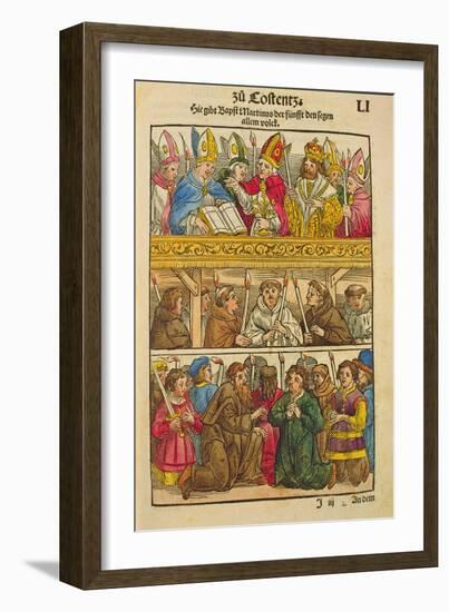 Martin V Is Elected Pope and Blesses the People at the Council of Constance-Ulrich Von Richental-Framed Giclee Print