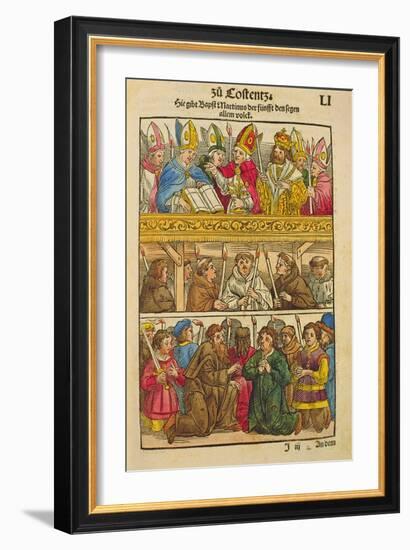 Martin V Is Elected Pope and Blesses the People at the Council of Constance-Ulrich Von Richental-Framed Giclee Print