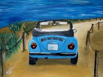 The VW Bug Series - The Blue Volkswagen Bug at the Beach-Martina Bleichner-Art Print