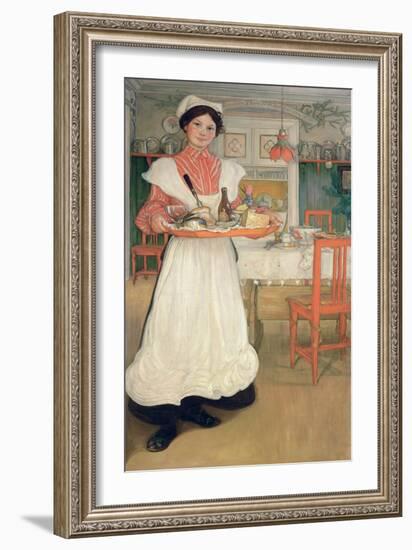 Martina Carrying Breakfast on a Tray, 1904-Carl Larsson-Framed Giclee Print