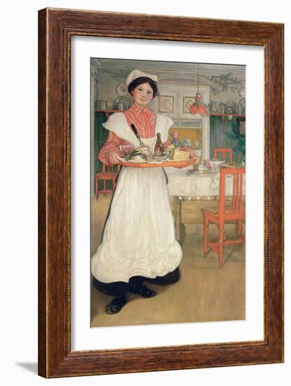 Martina Carrying Breakfast on a Tray, 1904-Carl Larsson-Framed Giclee Print