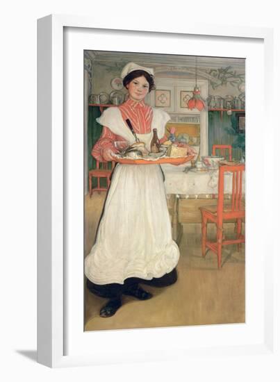 Martina Carrying Breakfast on a Tray, 1904-Carl Larsson-Framed Giclee Print