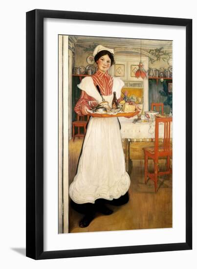 Martina Carrying Breakfast on a Tray, 1904-Carl Larsson-Framed Giclee Print