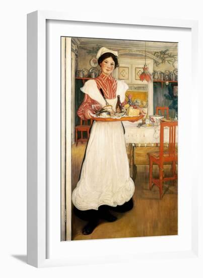 Martina Carrying Breakfast on a Tray, 1904-Carl Larsson-Framed Giclee Print