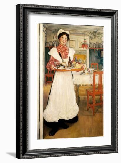 Martina Carrying Breakfast on a Tray, 1904-Carl Larsson-Framed Giclee Print