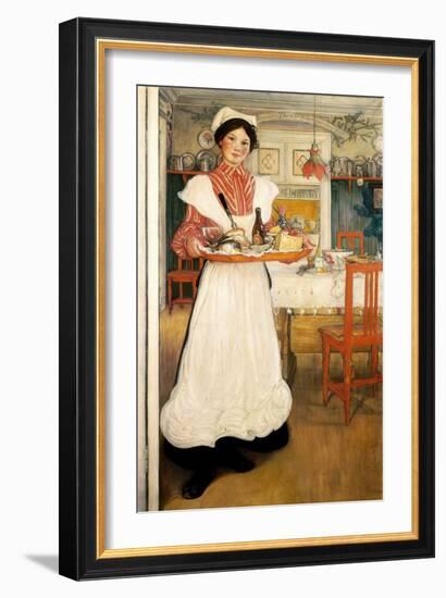 Martina Carrying Breakfast on a Tray, 1904-Carl Larsson-Framed Giclee Print