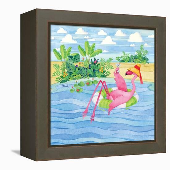 Martini Float Flamingo-Paul Brent-Framed Stretched Canvas