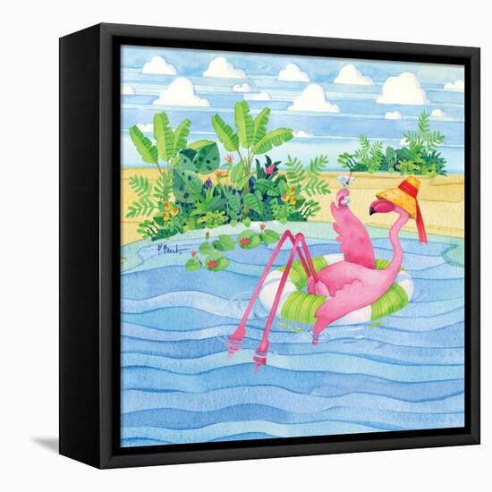 Martini Float Flamingo-Paul Brent-Framed Stretched Canvas