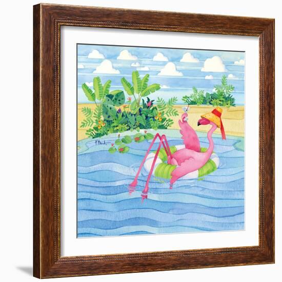 Martini Float Flamingo-Paul Brent-Framed Premium Giclee Print