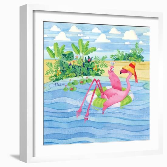 Martini Float Flamingo-Paul Brent-Framed Premium Giclee Print