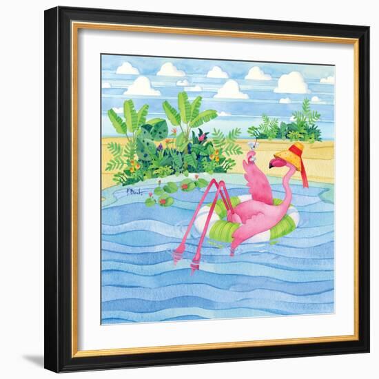 Martini Float Flamingo-Paul Brent-Framed Premium Giclee Print