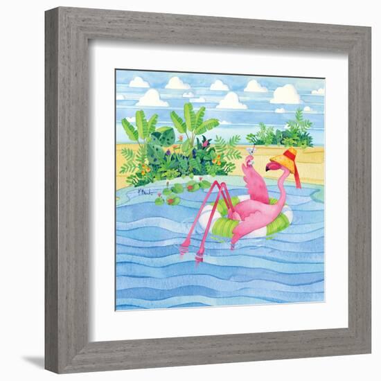 Martini Float Flamingo-Paul Brent-Framed Art Print