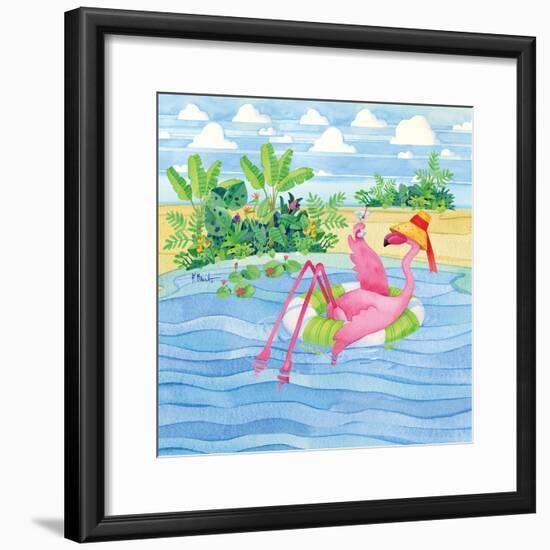Martini Float Flamingo-Paul Brent-Framed Art Print