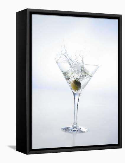 Martini with Green Olive (Splash)-Klaus Arras-Framed Premier Image Canvas