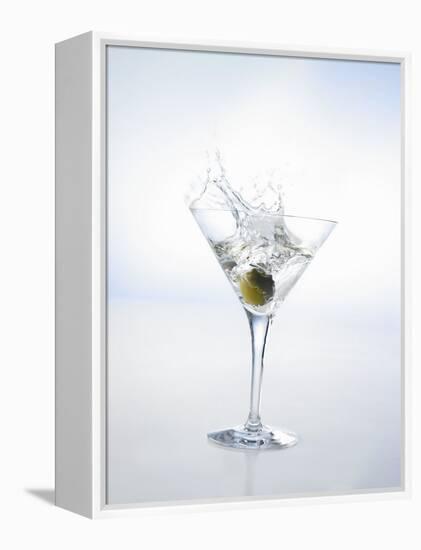 Martini with Green Olive (Splash)-Klaus Arras-Framed Premier Image Canvas