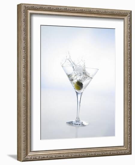 Martini with Green Olive (Splash)-Klaus Arras-Framed Photographic Print