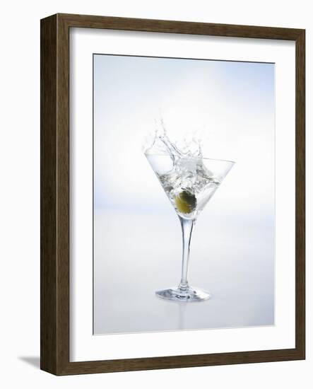 Martini with Green Olive (Splash)-Klaus Arras-Framed Photographic Print