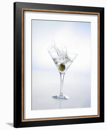 Martini with Green Olive (Splash)-Klaus Arras-Framed Photographic Print