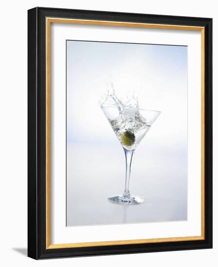 Martini with Green Olive (Splash)-Klaus Arras-Framed Photographic Print