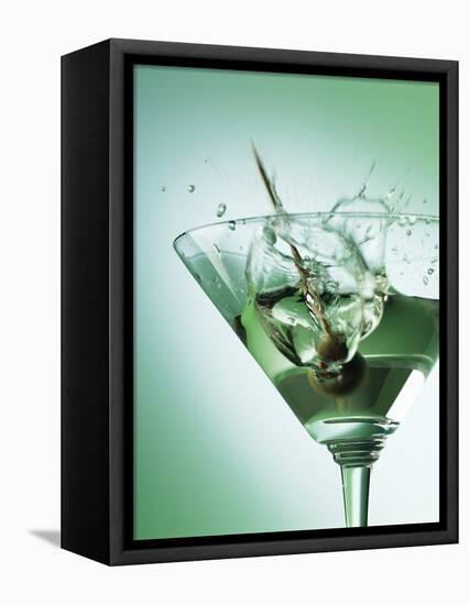 Martini with Olive Splash-Steve Lupton-Framed Premier Image Canvas