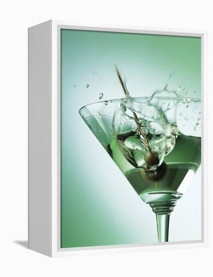 Martini with Olive Splash-Steve Lupton-Framed Premier Image Canvas