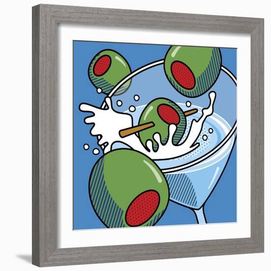 Martini With Olives On Blue-Ron Magnes-Framed Giclee Print