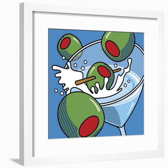 Martini With Olives On Blue-Ron Magnes-Framed Giclee Print