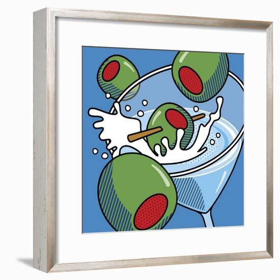 Martini With Olives On Blue-Ron Magnes-Framed Giclee Print