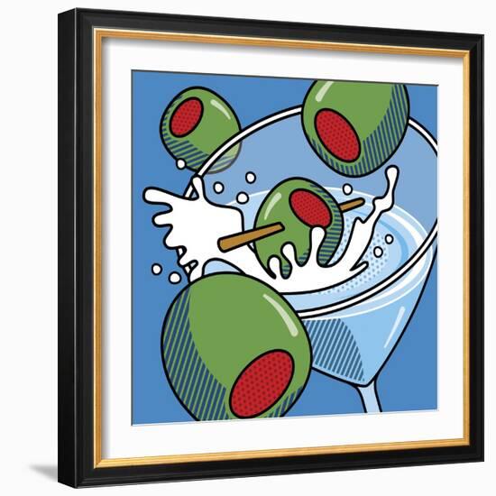 Martini With Olives On Blue-Ron Magnes-Framed Giclee Print