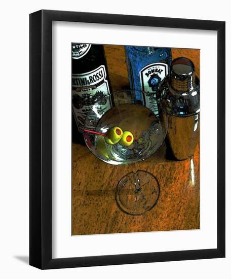 Martini with Two Olives on the Wood Table-Steve Ash-Framed Giclee Print