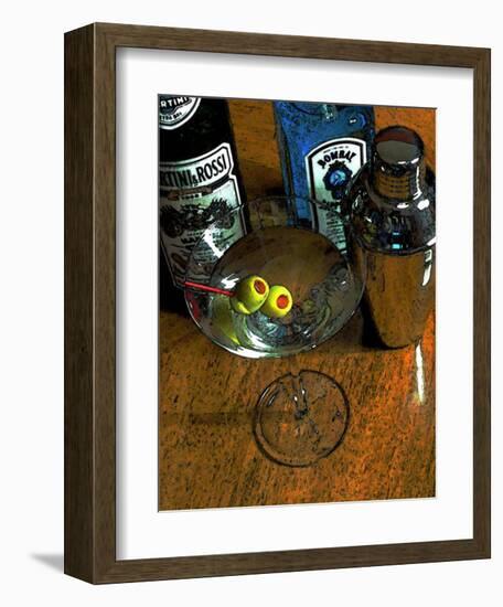 Martini with Two Olives on the Wood Table-Steve Ash-Framed Giclee Print