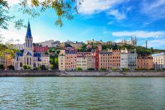 Lyon Cityscape from Saone River with Colorful Houses and River-MartinM303-Photographic Print