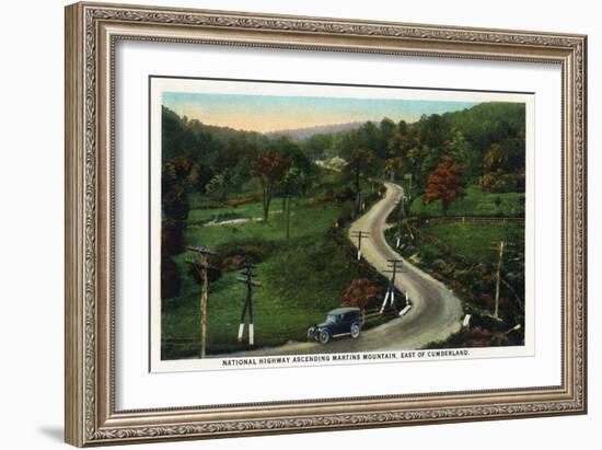 Martins Mountain, Maryland - National Road Scene East of Cumberland-Lantern Press-Framed Art Print