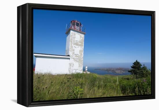 Martins, New Brunswick, White Old Traditional Historic Lighthouse Ion Water with Fields on Cliff-Bill Bachmann-Framed Premier Image Canvas