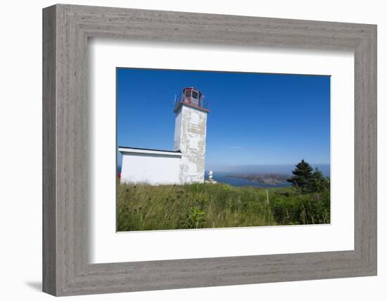 Martins, New Brunswick, White Old Traditional Historic Lighthouse Ion Water with Fields on Cliff-Bill Bachmann-Framed Photographic Print