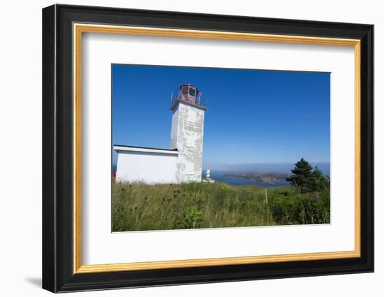 Martins, New Brunswick, White Old Traditional Historic Lighthouse Ion Water with Fields on Cliff-Bill Bachmann-Framed Photographic Print