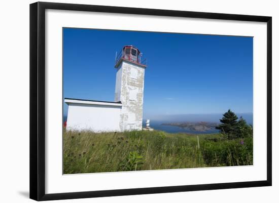 Martins, New Brunswick, White Old Traditional Historic Lighthouse Ion Water with Fields on Cliff-Bill Bachmann-Framed Photographic Print