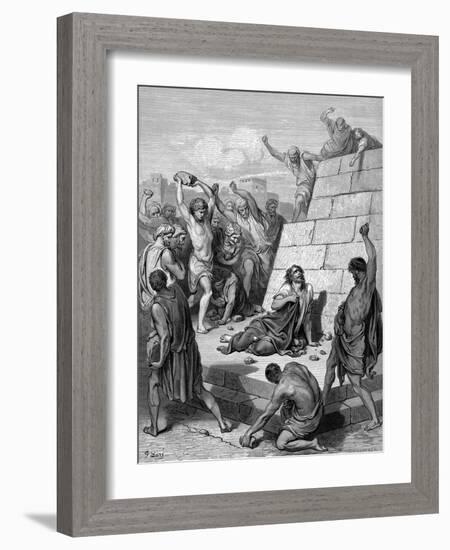 Martyrdom of St Stephen, C36-Gustave Doré-Framed Giclee Print