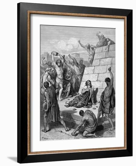 Martyrdom of St Stephen, C36-Gustave Doré-Framed Giclee Print