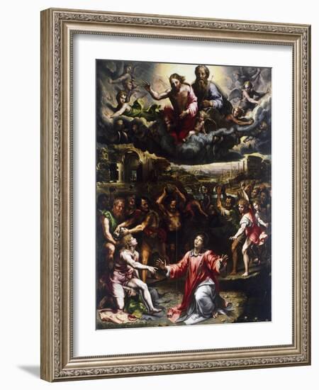 Martyrdom of St Stephen, Ca 1521-Giulio Romano-Framed Giclee Print