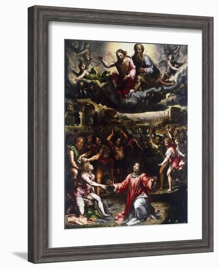 Martyrdom of St Stephen, Ca 1521-Giulio Romano-Framed Giclee Print