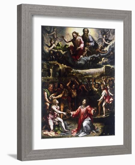 Martyrdom of St Stephen, Ca 1521-Giulio Romano-Framed Giclee Print