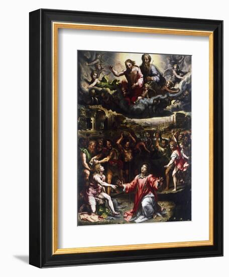 Martyrdom of St Stephen, Ca 1521-Giulio Romano-Framed Giclee Print